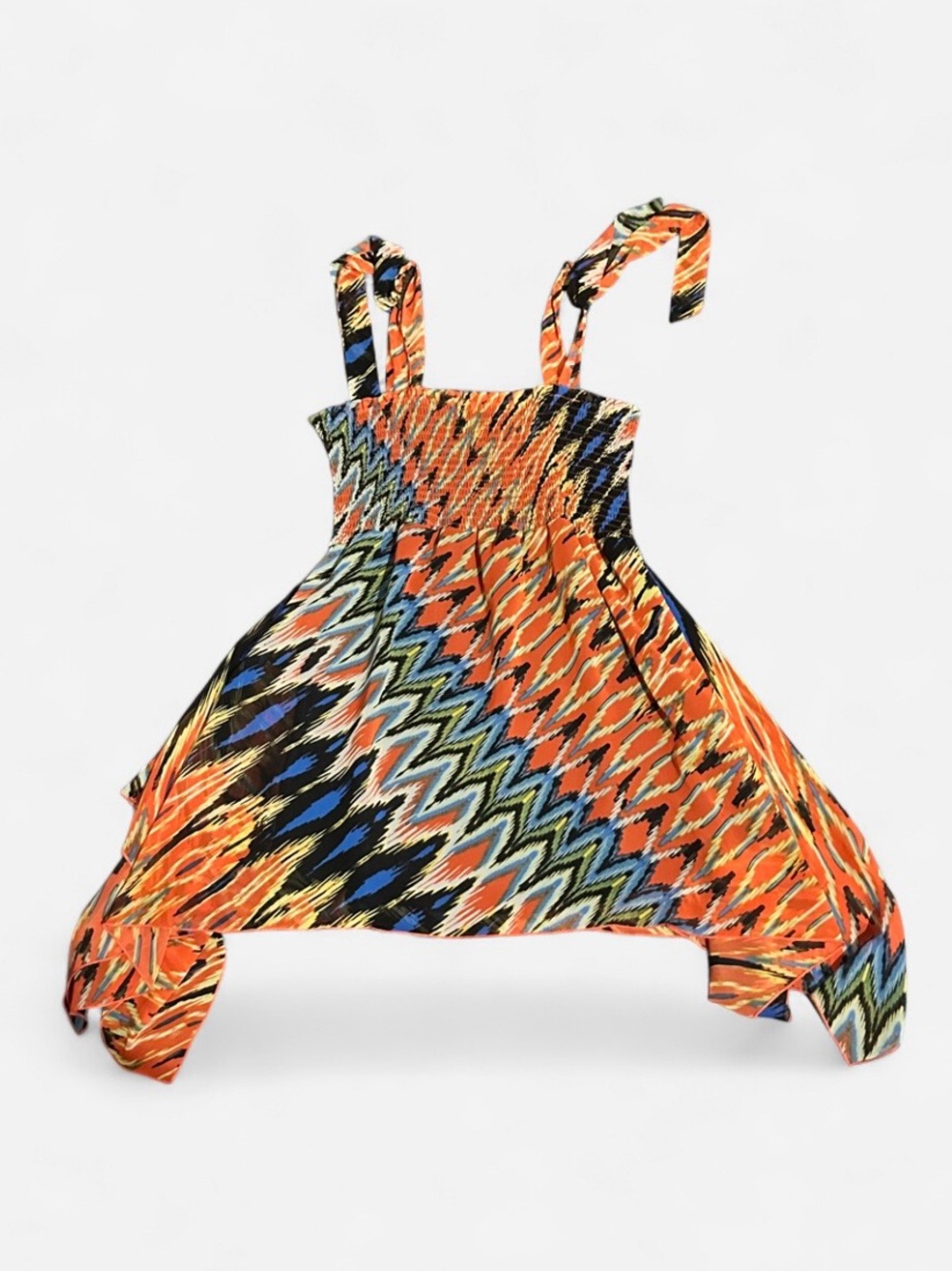 Women’s Allen B. By Allen Schwartz Orange Multi Zigzag Smocked Tank